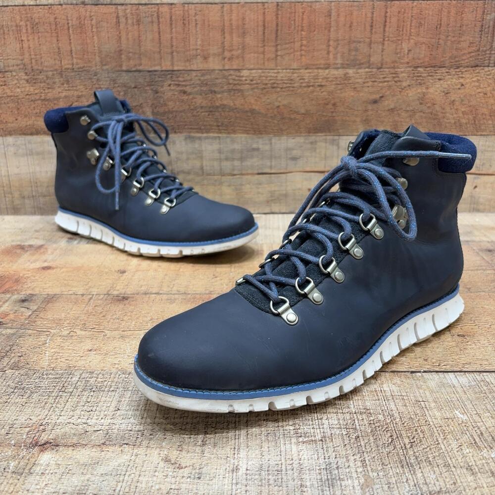 Cole Haan Boots Mens Size 10.5 Blue Leather Zerogrand Combat Ankle Lace Up
